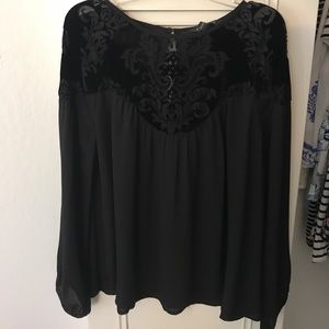 Express Black Long-Sleeve Blouse