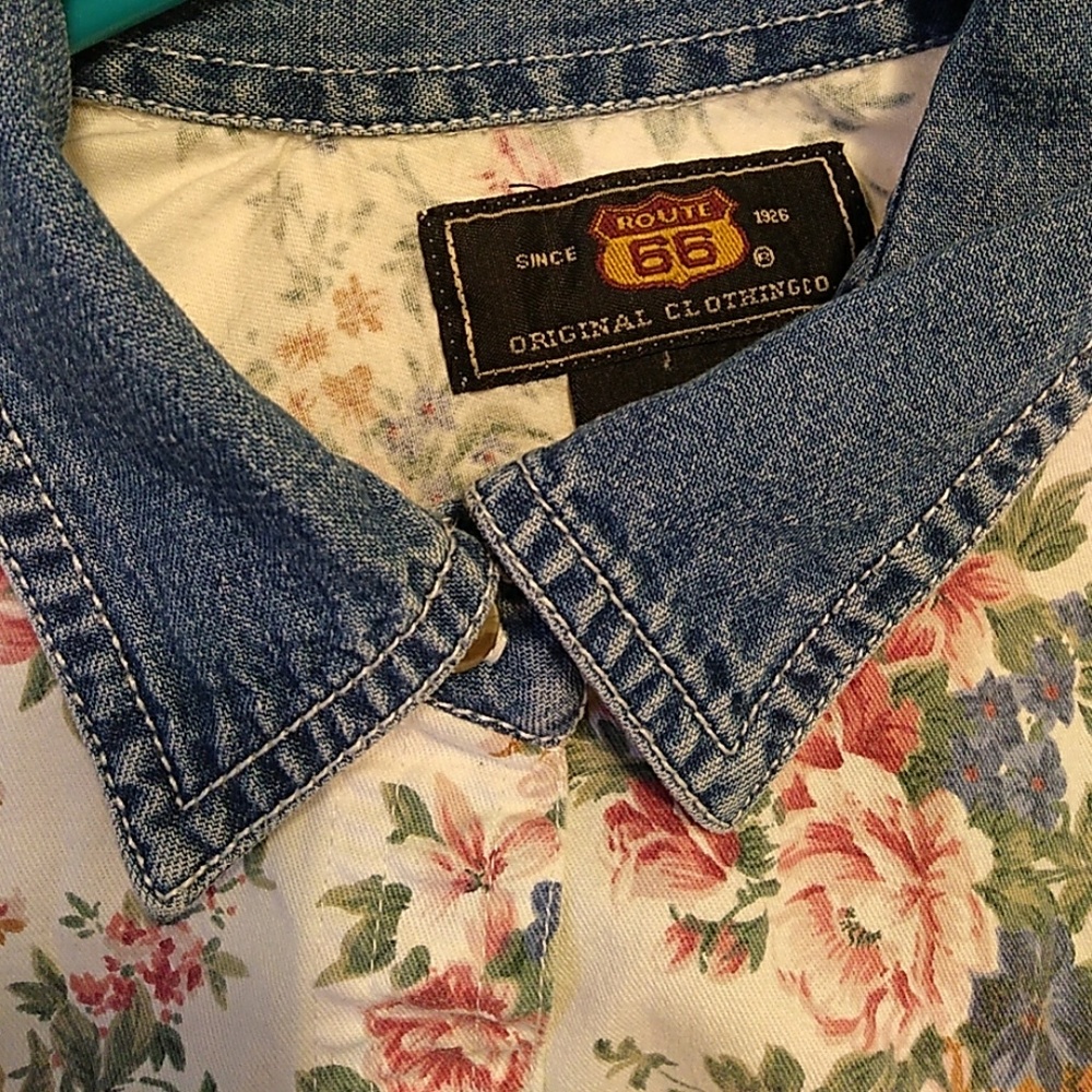 Vintage floral Route 66 button down
