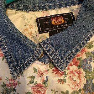 Vintage floral Route 66 button down