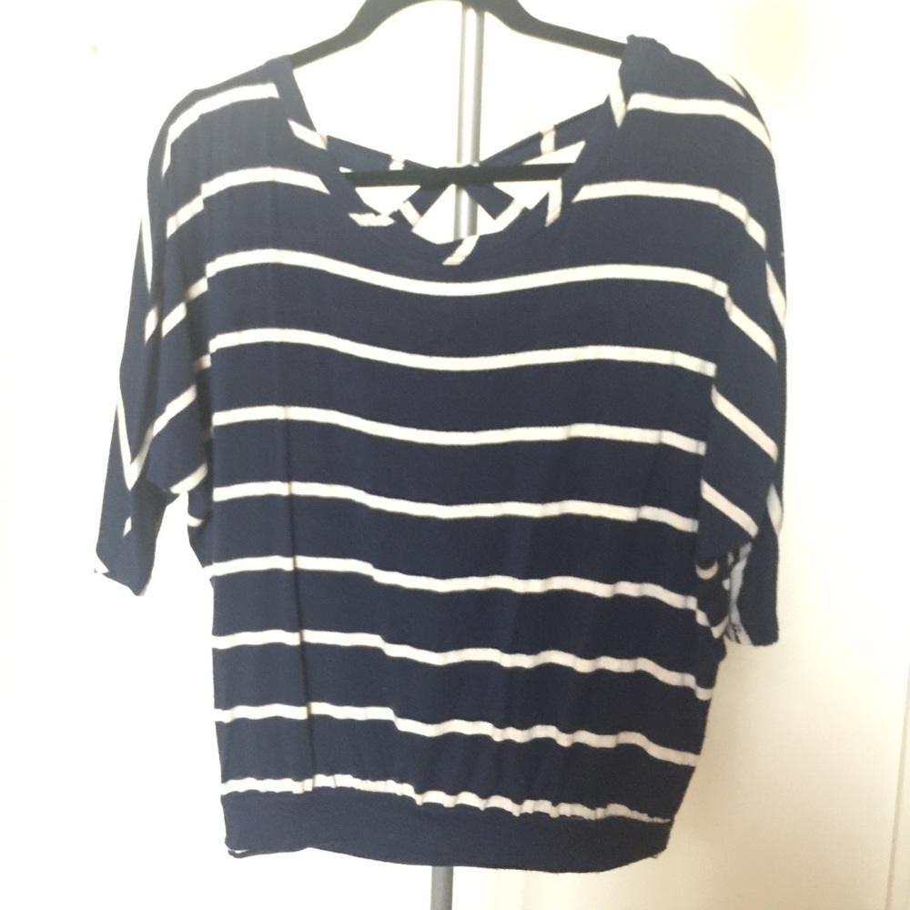 Blue/tan striped casual shirt