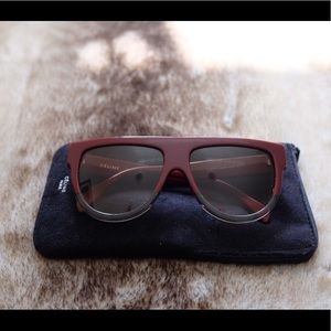 Celine Shadow Flat Top Burgundy Sunglasses