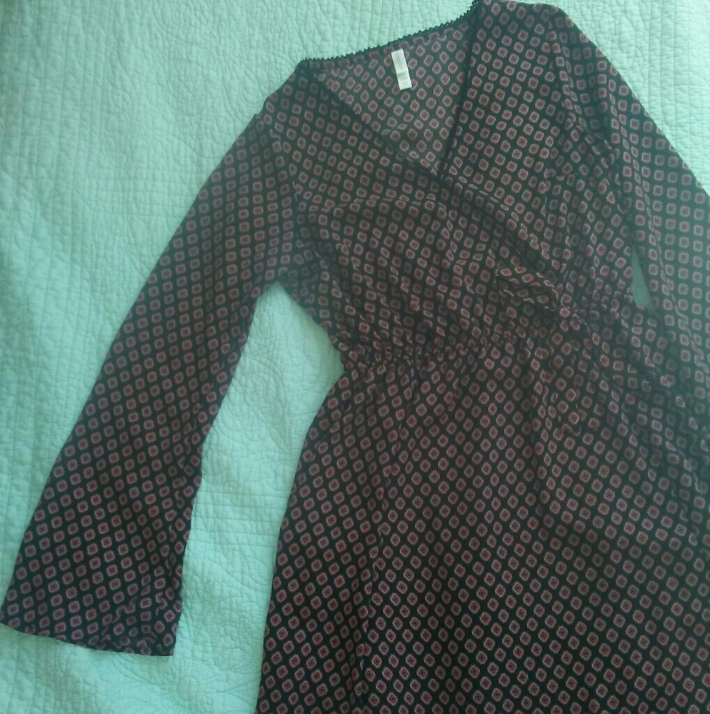 Faux Wrap Dress with bell sleeves