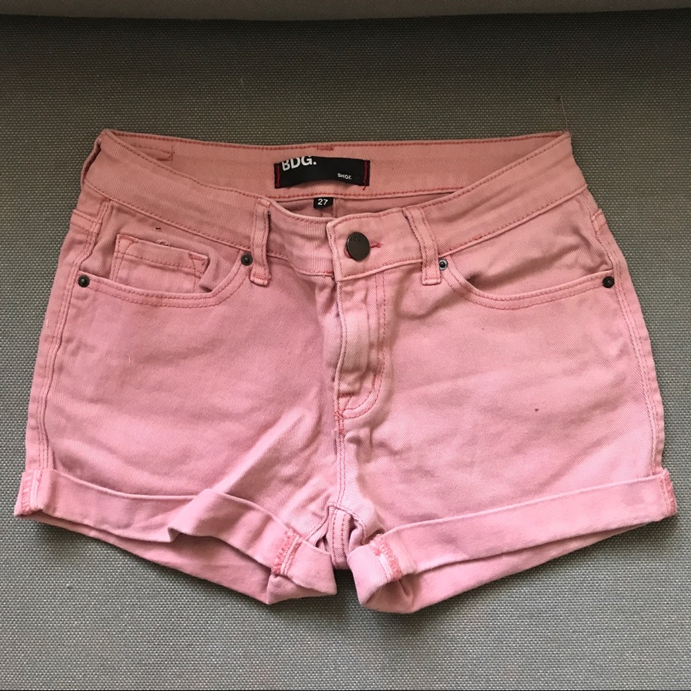 Bdg pink denim shorts