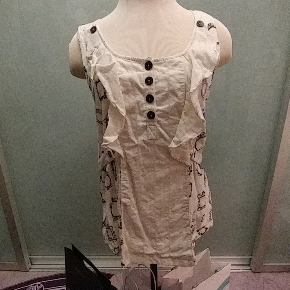 Anthropologie Size M Frame Print Tank Shirt