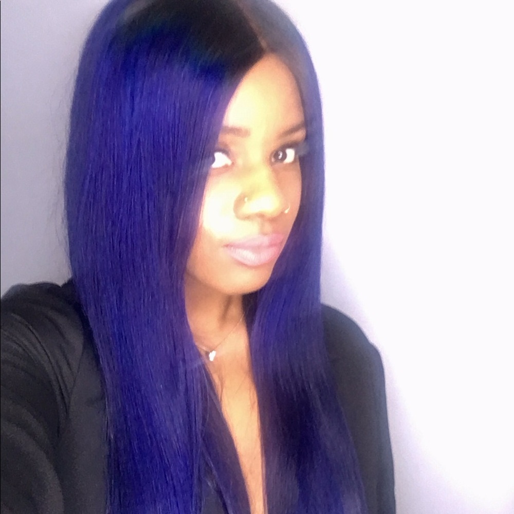 cobalt blue virgin hair wig unit ! 24 inches