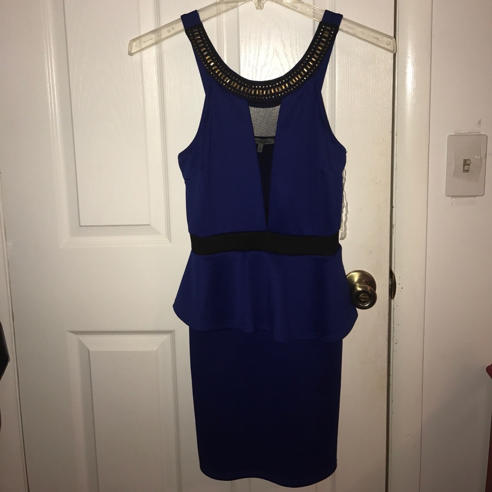 Large Charolette Russe Blue peplum dress