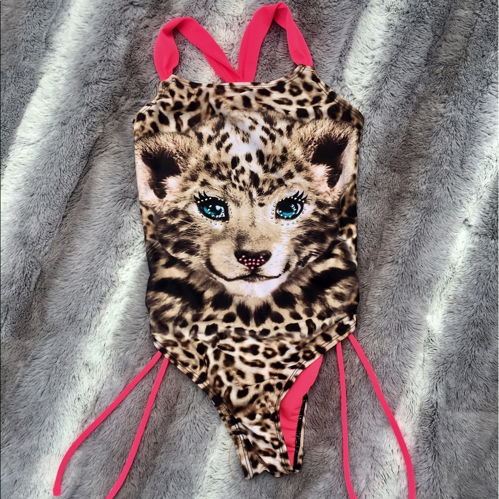 Justice Bejeweled Sassy Leopard Girls' Swimsuif