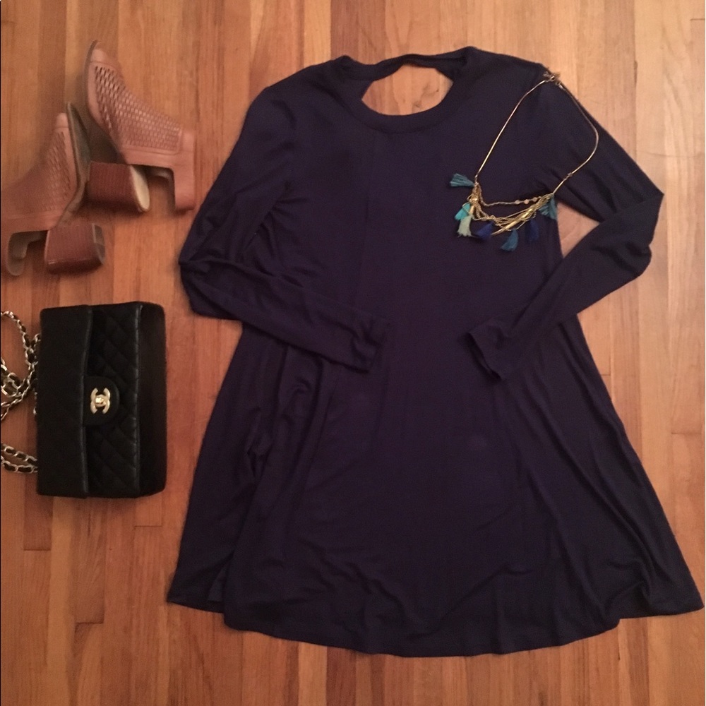 BCBGeneration Navy Back Keyhole Dress