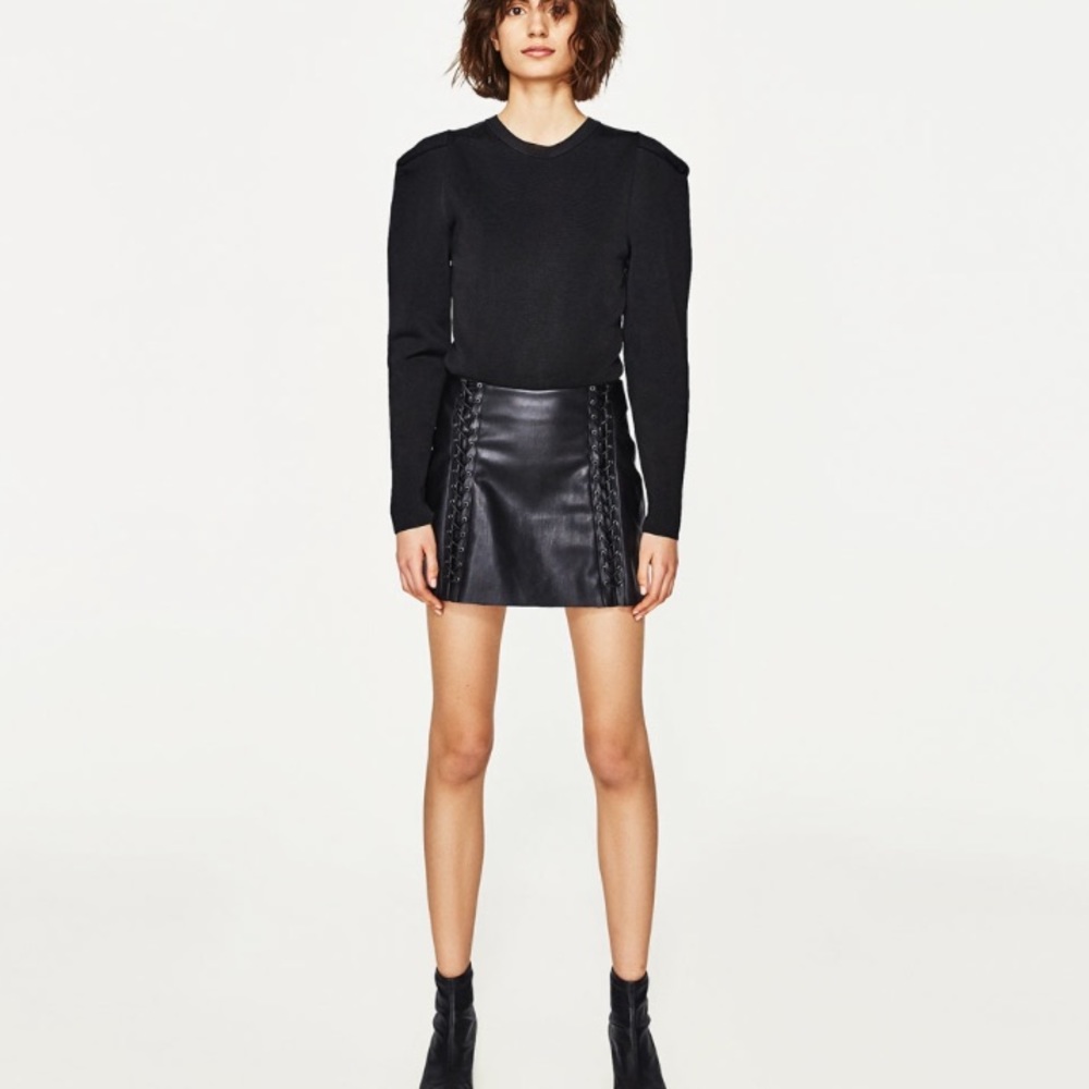 Zara braided faux leather skirt