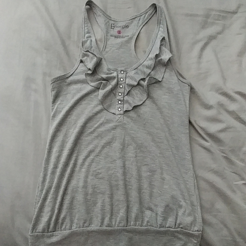 Gray ruffle tank