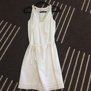 Boden white summer dress with gold detailing