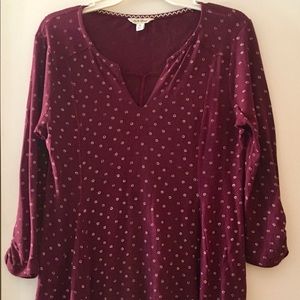 Lucky Brand Maroon Long Sleeve Thermal Sz Med