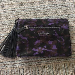 NWOT camo print pony hair and leather clutch