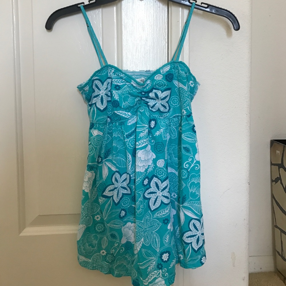 floral blue tank top