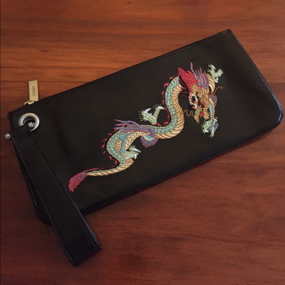 Dragon Embroidered Wristlet/Clutch