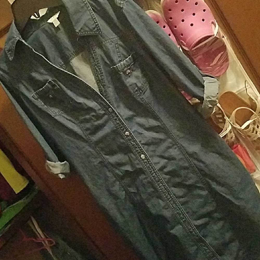 Jean dress in dark denim & washed out light denim