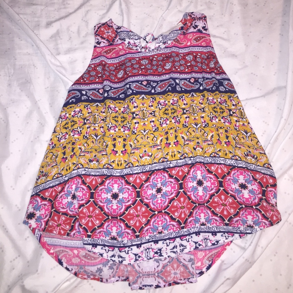 cute several colored tank top with tie up in back