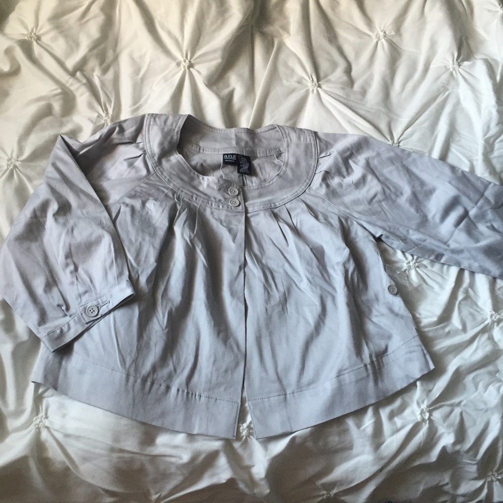 a.n.a. Gray Maternity Babydoll Button Jacket