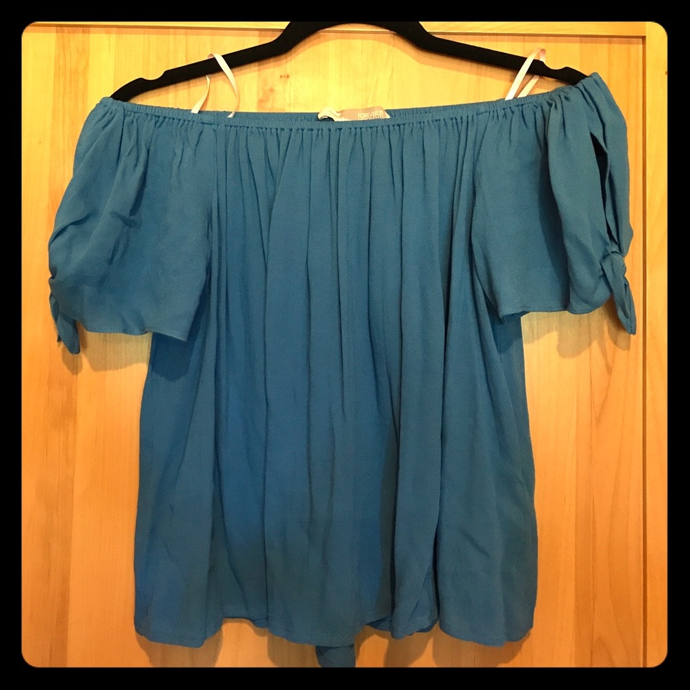 Blue off the shoulder Forever 21 Top