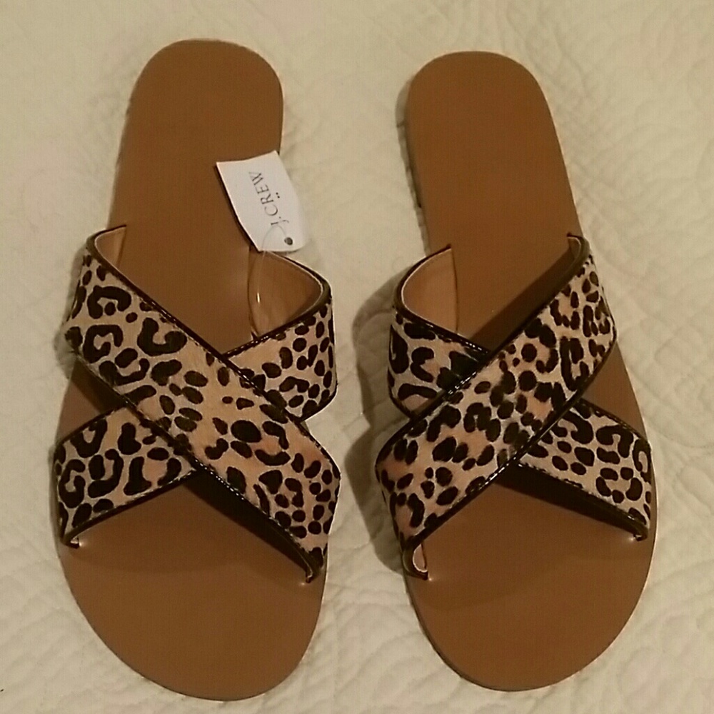 J.Crew Leopard Slides