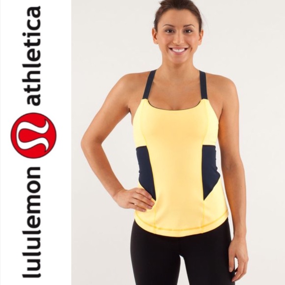 lululemon athletica Tops - Lululemon Burning Yellow/Inkwell Work it Out Tank