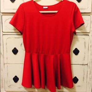 Red Peplum Top (Short Sleeve)