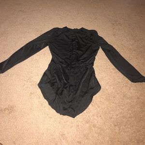 One Piece Long Sleeve Swimsuit With Mesh