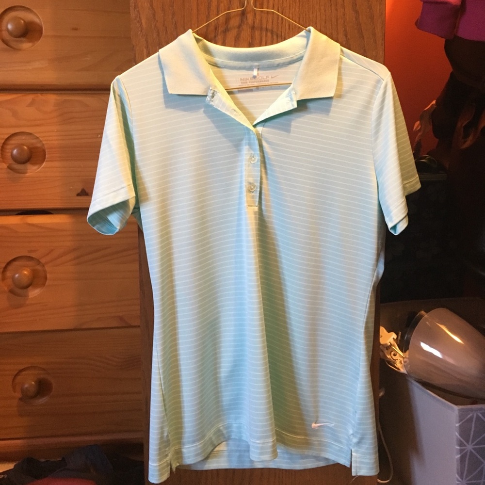 Nike golf blue and white stripe polo