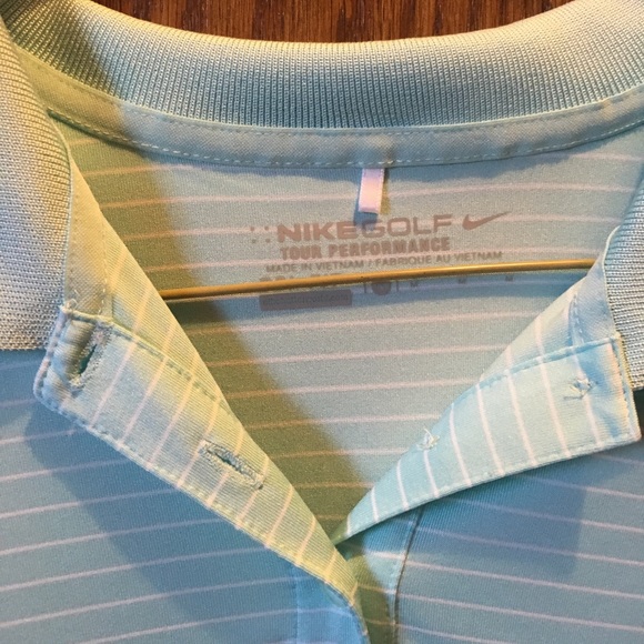 Nike golf blue and white stripe polo - Picture 2 of 3