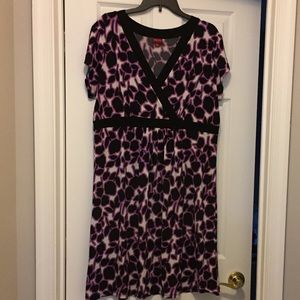 Purple, black and white dress