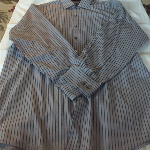 Gray & burgundy stripe button down shirt. 16-16.5 - Picture 2 of 3