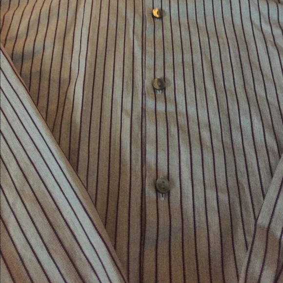 Gray & burgundy stripe button down shirt. 16-16.5 - Picture 3 of 3