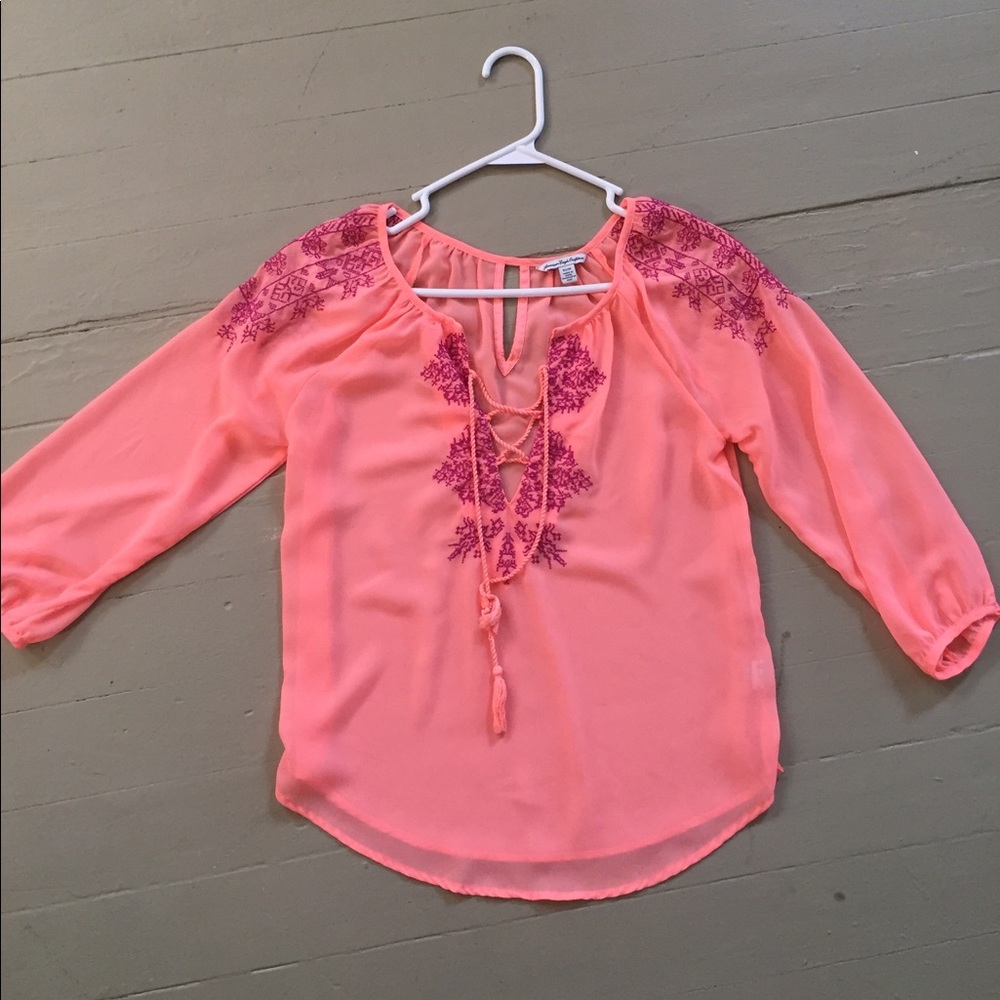 Bright pink detailed blouse