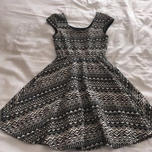 Geometric fitted flare dress