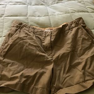 Khaki semi distracted look cotton shorts
