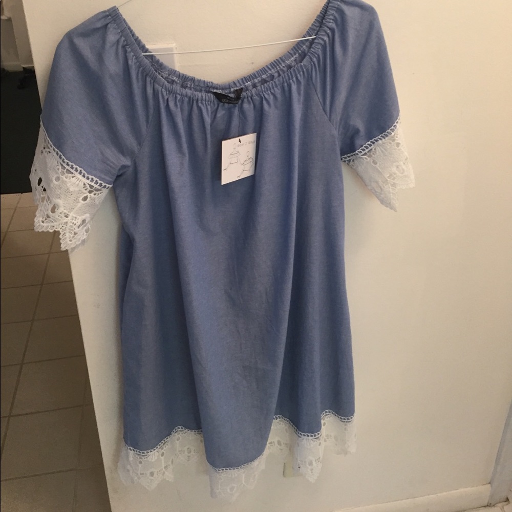 Blue and white dress