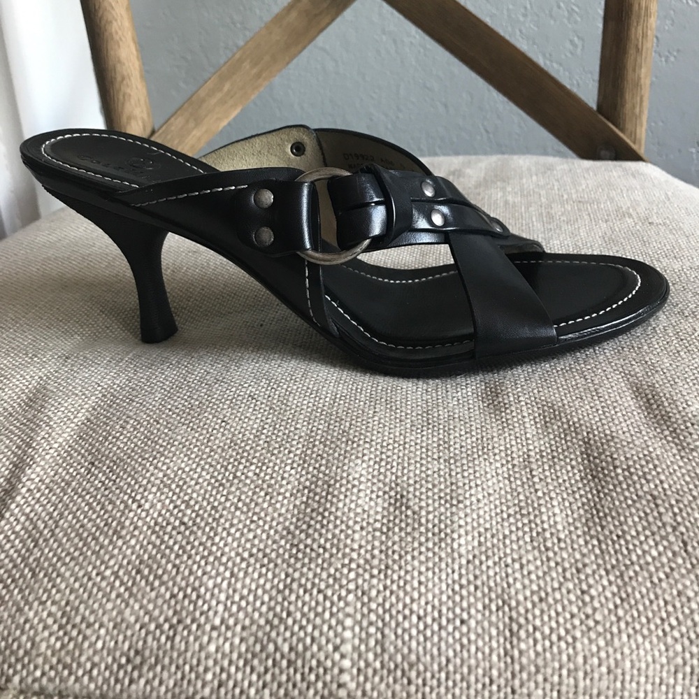 Black leather slide