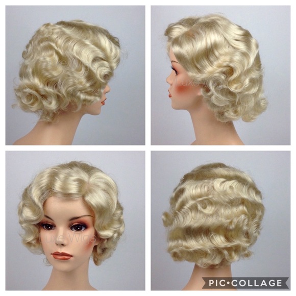 1920\'s Fingerwave Flapper Costume Blond Deluxe Wig