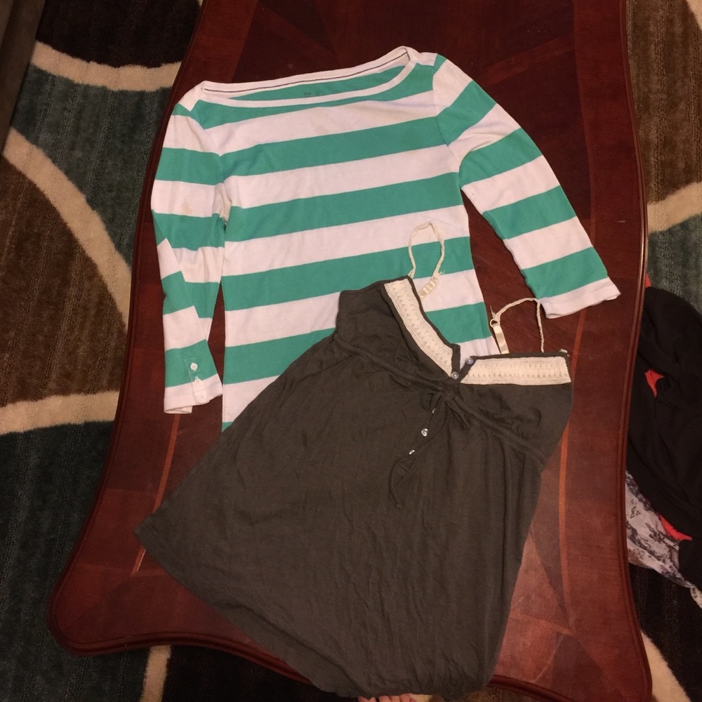 Aeropostale tank and Gap 3/4 sleeve shirt