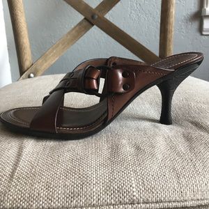 Brown leather slide
