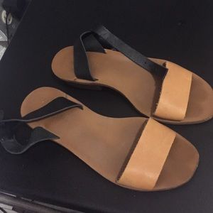Madewell black and brown color block sandals