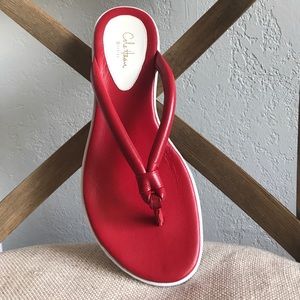Red flip flops