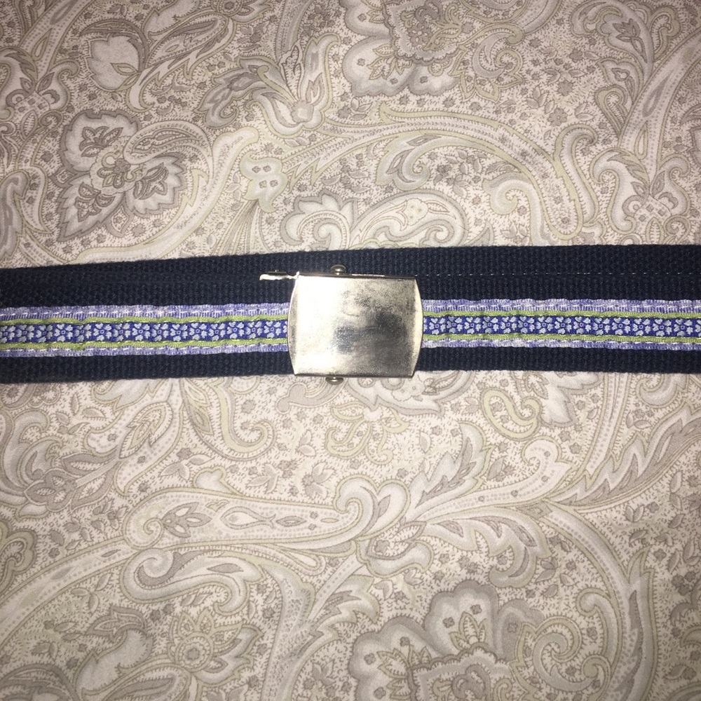 Blue belt with floral pattern