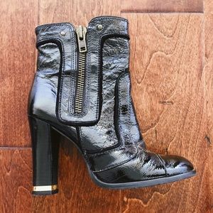 Gianni Bini Black Leather Heeled Ankle Boots