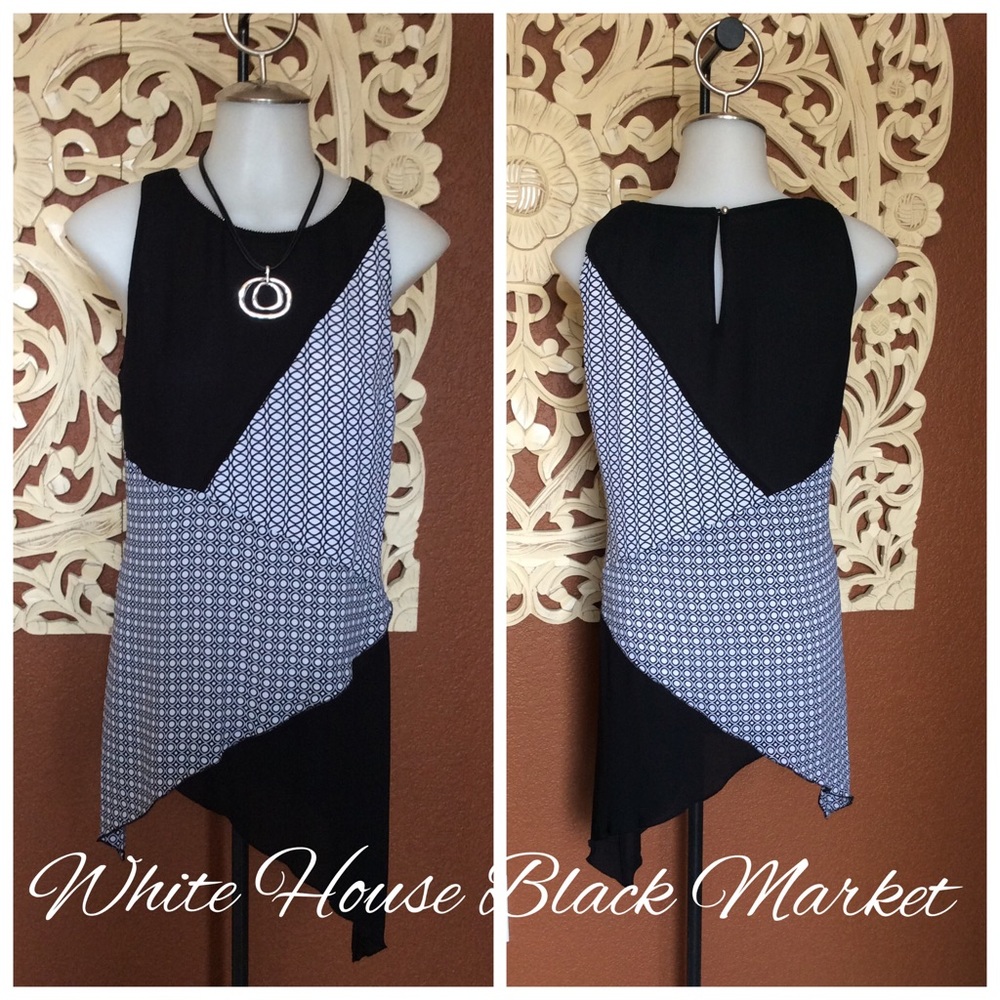 WHBM S Black & White Sleeveless Tunic