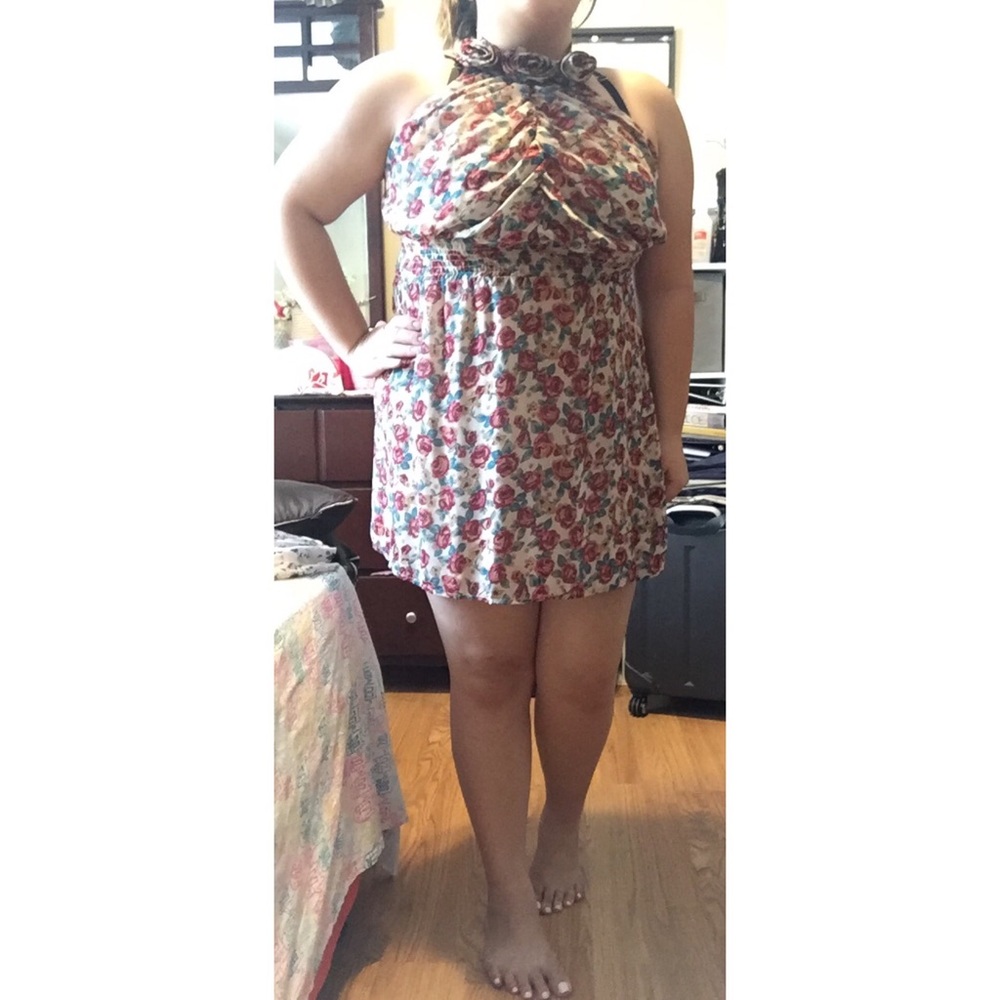 Floral roses haltered dress