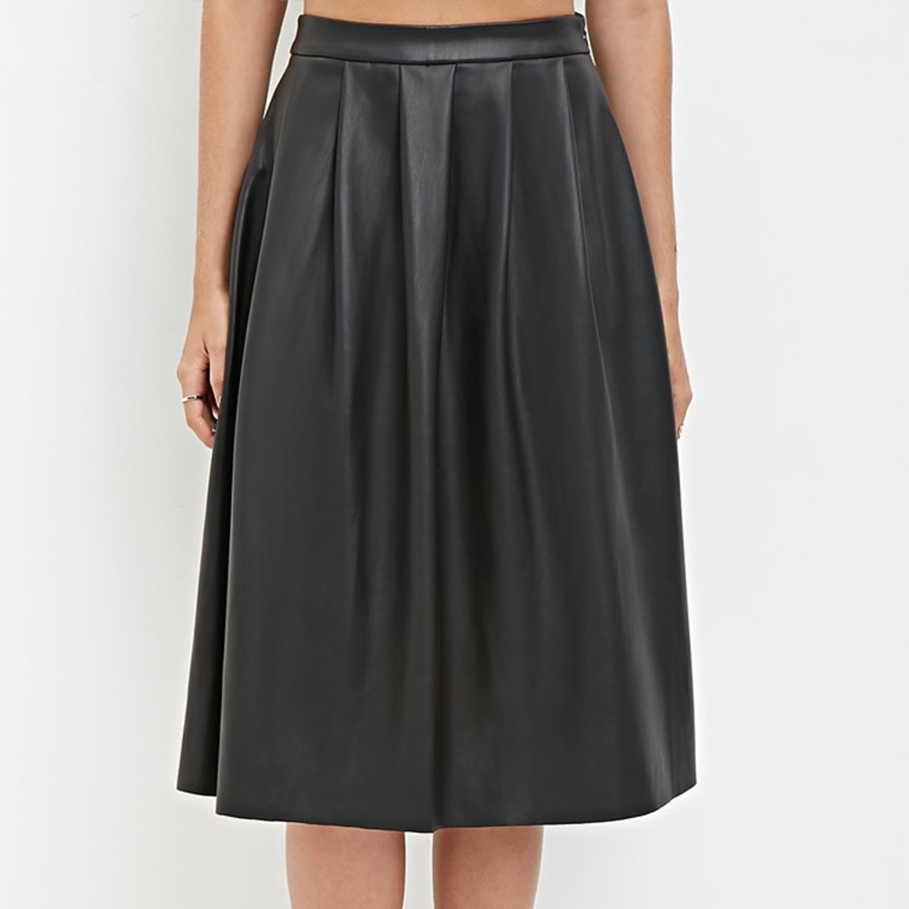 Pleather flare skirt
