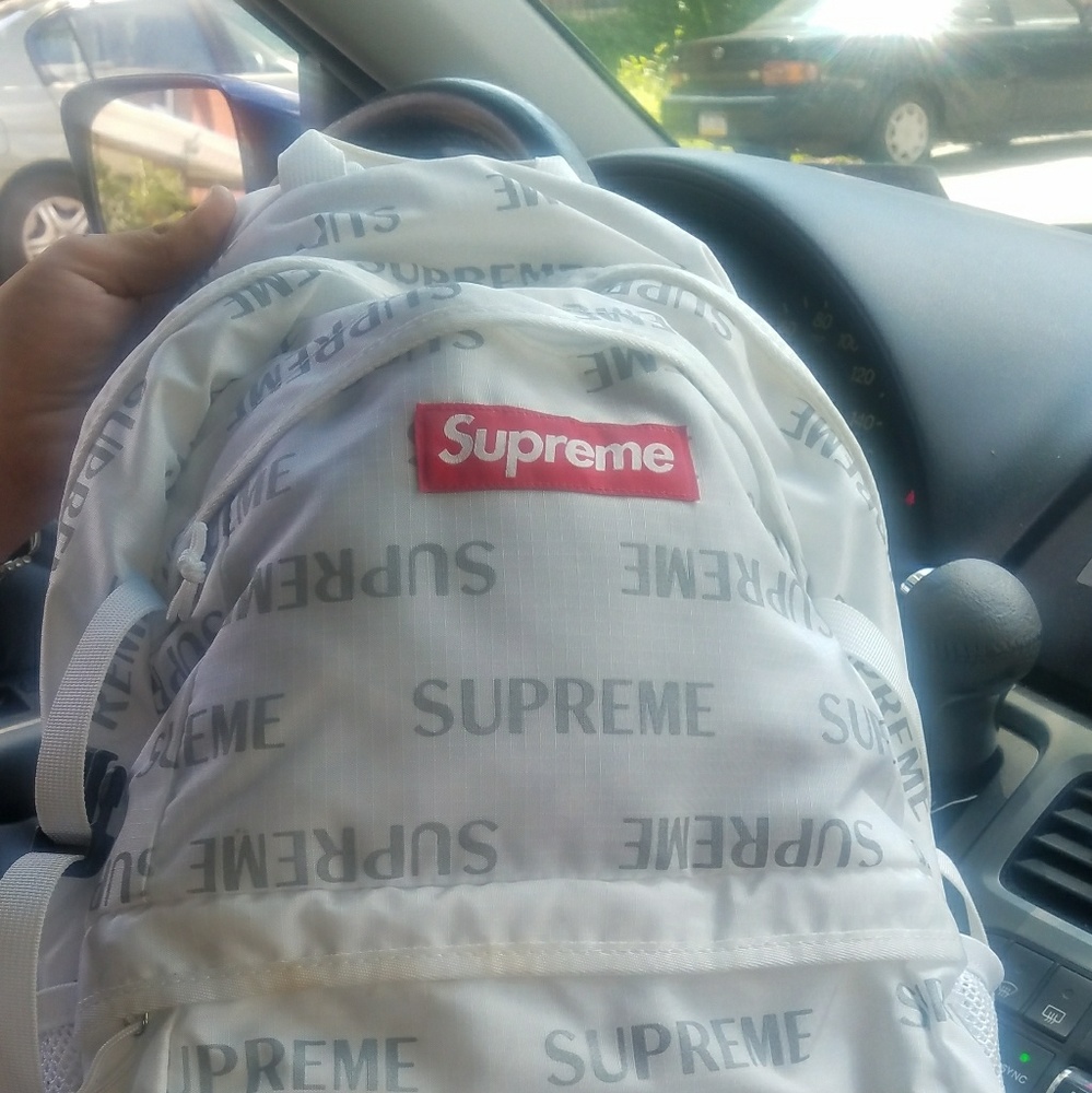 Supreme 3m reflective white bookbag