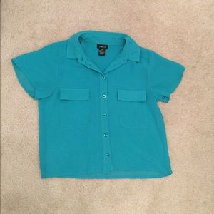 Turquoise Button Up Blouse