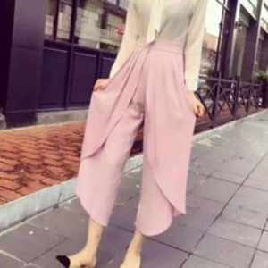 High Waist Pleated Split Hem Pants